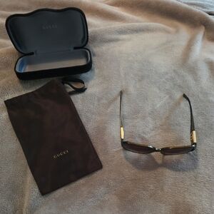 Gucci Tortoise and Gold Sunglasses with Case